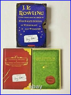 2001 Harry Potter JK Rowling Lot 4 1st Editions Hogwarts Beedle Cursed & Beasts