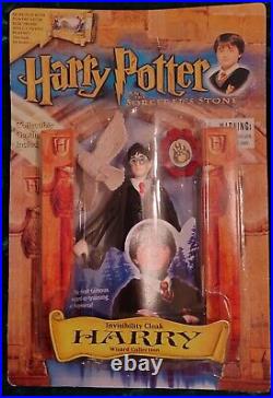 (2) 2001 Harry Potter Invisibility Cloak Harry RARE MISPRINT & Original Figure