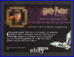 Artbox Matthew Lewis Nville Sorcerer's Stone Harry Potter Auto Card