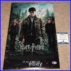 Daniel Radcliffe Signed 12x18 Movie Poster Photo Harry Potter Deathly Bas
