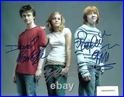 Harry Potter Cast Of 3. Hand signed 8x10. Photo w COA Photo M