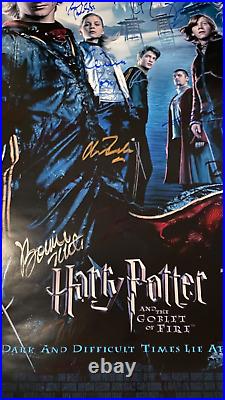 Harry Potter Goblet Of Fire Cast Signed Premiere Poster Hologram Coa Press Pass