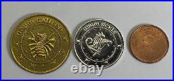 Harry Potter Gringotts Bank Gold, Silver, Copper 3 Piece Coin Set Original Used