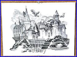 Harry Potter Hogwarts Original Artwork Fan Art Illustration 9x12 Ink Drawing