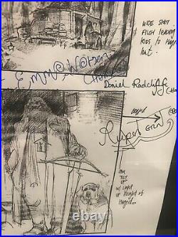 Harry Potter Rare Production Used Storyboard Sheet Signed By Harry Hermione Ron