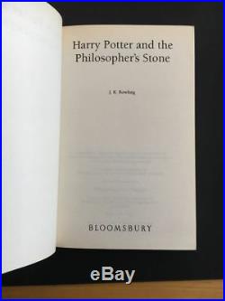 Harry Potter and the Philosopher stone original UK 1/1 Adult cover edition 1998