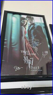 Harry Potter deathly hallows part 1 signed poster Emma Watson Daniel Radcliffe