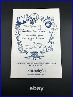 JK Rowling Sotheby Catalogue Signed On 13th December 2007 With COA Excellent
