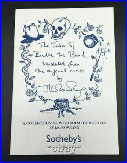 JK Rowling Sotheby Catalogue Signed On 13th December 2007 With COA Mint