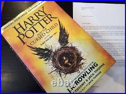 Rare Limited Edition Form Letter Authenticity Harry Potter & Cursed Child Book