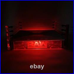 WWE Elite Collection Raw Main Event Ring LED Lights Up Scale Wrestling Tested