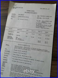 Who Framed Roger Rabbit (1988) Original Production Used Crew Call Sheet Prop